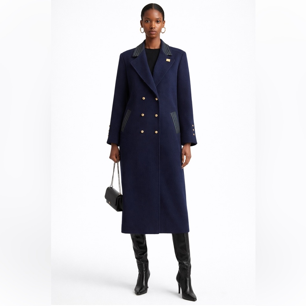 VINTAGE Fen-Nelli - Italian Wool Coat | Classic Navy Double-Breasted